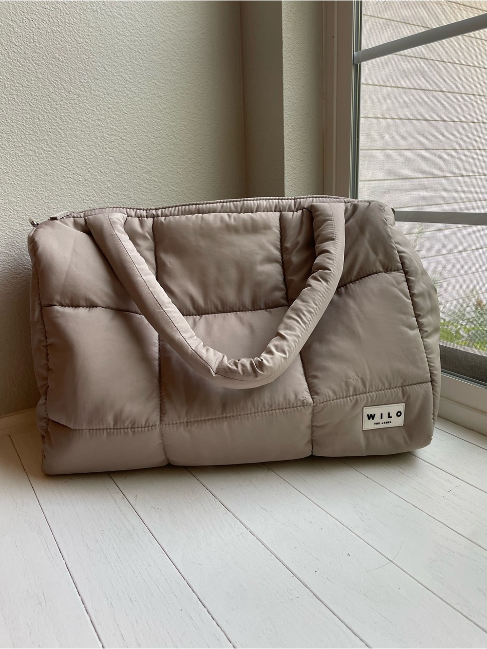 WILO Taupe Quilted Tote Bag